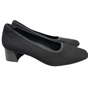 Vivaia Womens 42 11 Melody Pump Shoes Black Knit Chunky Heels Square Toe Comfort